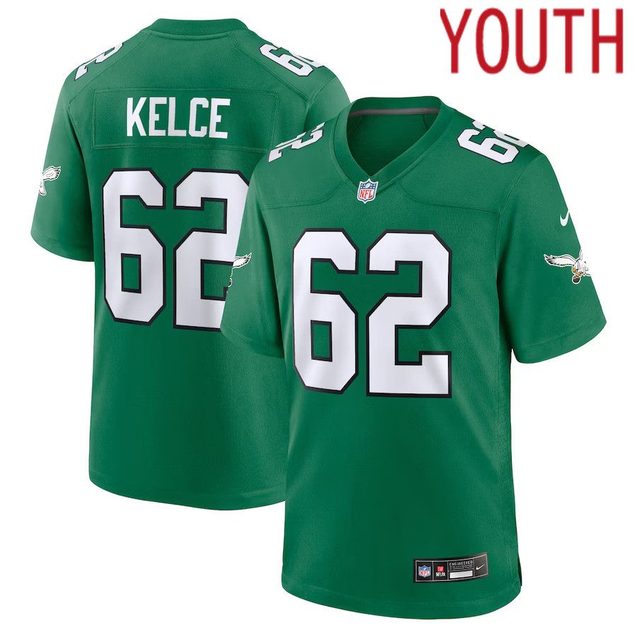 Youth Philadelphia Eagles #62 Jason Kelce Nike Kelly Green Alternate Player Game NFL Jersey->nhl youth jerseys->NHL Jersey
